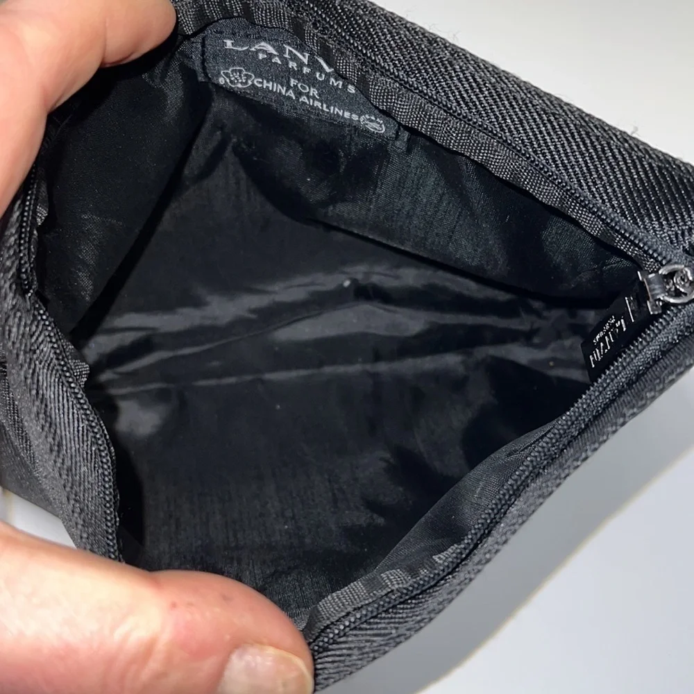 Lanvin Parfums Black Nylon Zip Top Make Up Clutch Pouch